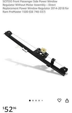 Ec171551483cp Eccpp For Ram Promaster 3500 2014-18 Front Passenger Window Regulator Without Motor