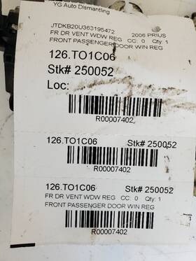 126.to1c06 Toyota Prius 2006 Door Vent Window Regulator Front 7402