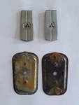 66 67 Mopar Body Dart Gt Sport Bucket Seat Emblems & Mounting Plates. Fixed Price $125.00.