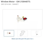 New Oem Rear Right Window Motor (15844877) 2007-2014 Chevrolet Gmc Truck. Fixed Price $140.00.