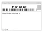 Genuine Bmw Electr.window Lifter Rear 51-35-1-935-639 New. Fixed Price $359.74.