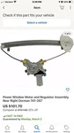 Power Window Motor And Regulator Assembly Rear Right Dorman 741-267. Fixed Price $95.00.